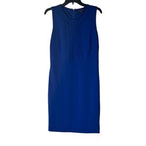 Banana Republic Petite Sheath Dress Blue Knee Length Size 8 Sleeveless